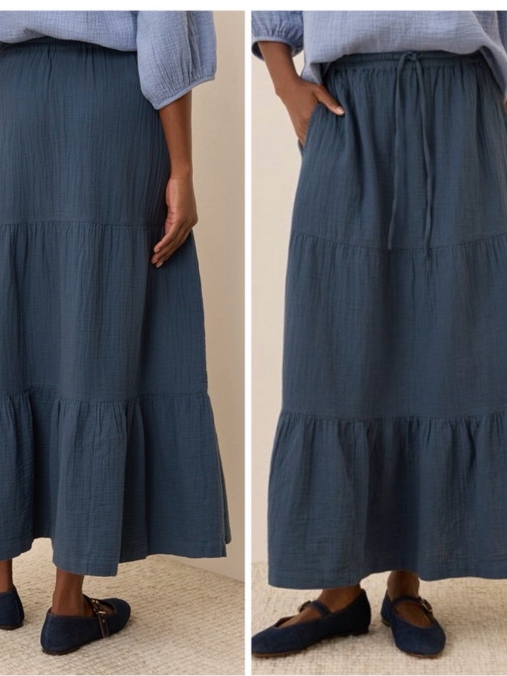 Pact Coastal Double Gauze Tiered Skirt